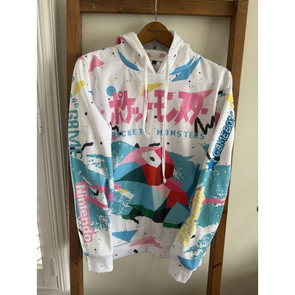 Pokemon 90s Porygon Hoodie Nintendo Game Boy Retired Public Space Hoodie Sz XS